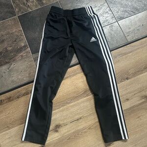 Adidas Kids Black Joggers with White Stripes